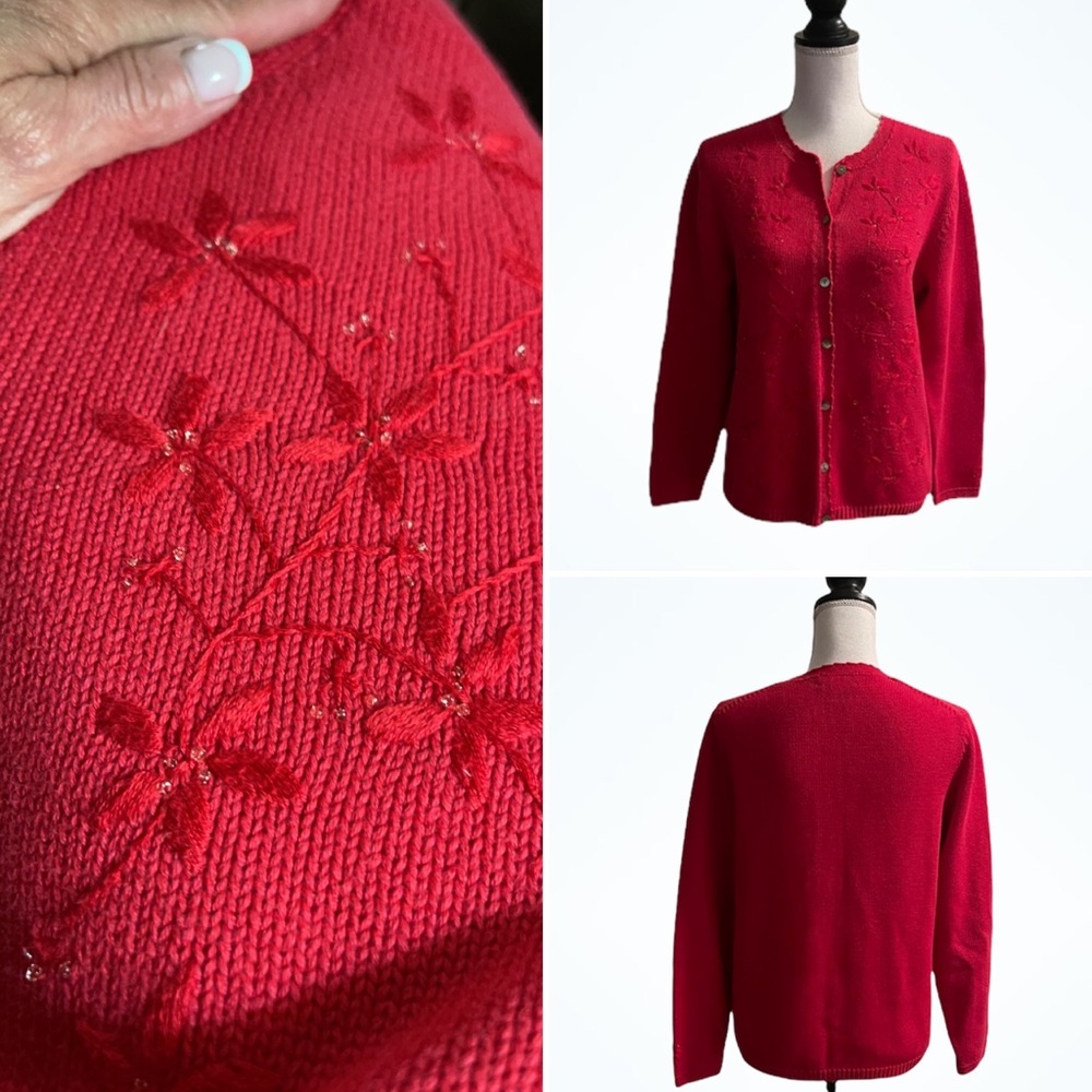Lands’ End Embroidered Cardigan-S